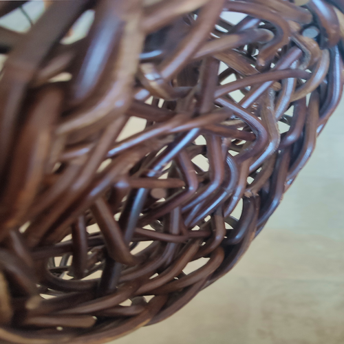 Vintage Willow Wicker Basket - Handmade Natural Décor Dark Wood Wooden Storage - Picture 10 of 10
