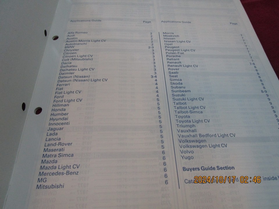 Unipart wiper blade catalog Jaguar, MG, Triumph, NOS British Leyland