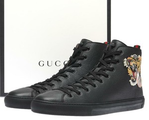 NEW GUCCI MEN'S TIGER BLACK LEATHER HIGH TOP SNEAKERS SHOES 6.5 G/US 7 |  eBay