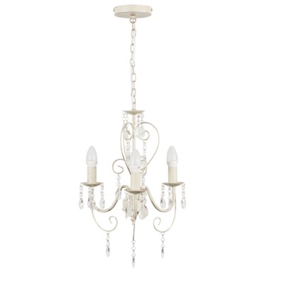 White & Clear Vintage 3 Light Chandelier White & Clear Vintage 3 Light Chandelier