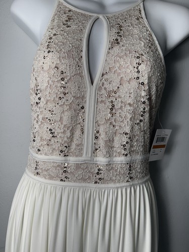 New Morgan And Co Ivory/Cream Long Maxi Formal Party Prom Wedding Dress Size 3/4 - Picture 2 of 7
