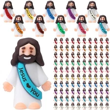 Bememo 100 Pcs Mini Jesus Figures Jesus Loves You Original Design Jesus Toys ...