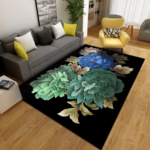 Alfombra de terciopelo floral 3D vintage alfombra de piso para sala de estar dormitorio antideslizante lavable - Imagen 10 de 22