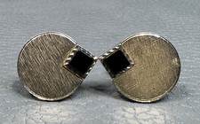 Vintage Onyx Yellow Gold Plated Cuff Links