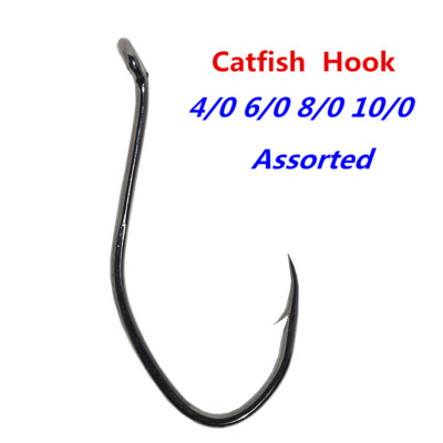 100pcs Catfish Hook Saltwater Big River Bait Offset Strong Fishing Hook Assorted