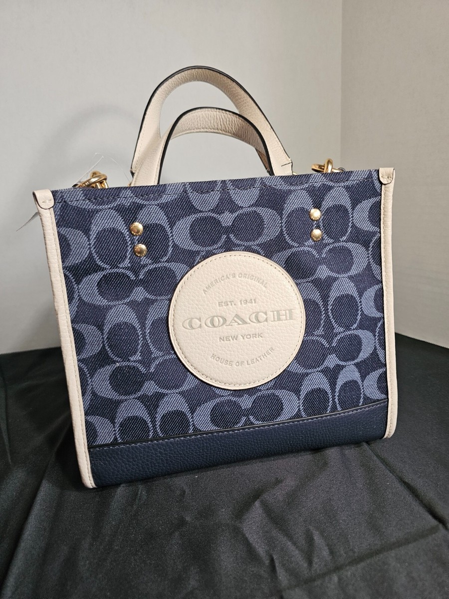 Leather Signature Canvas Dempsey Tote 40 In Signature Jacquard