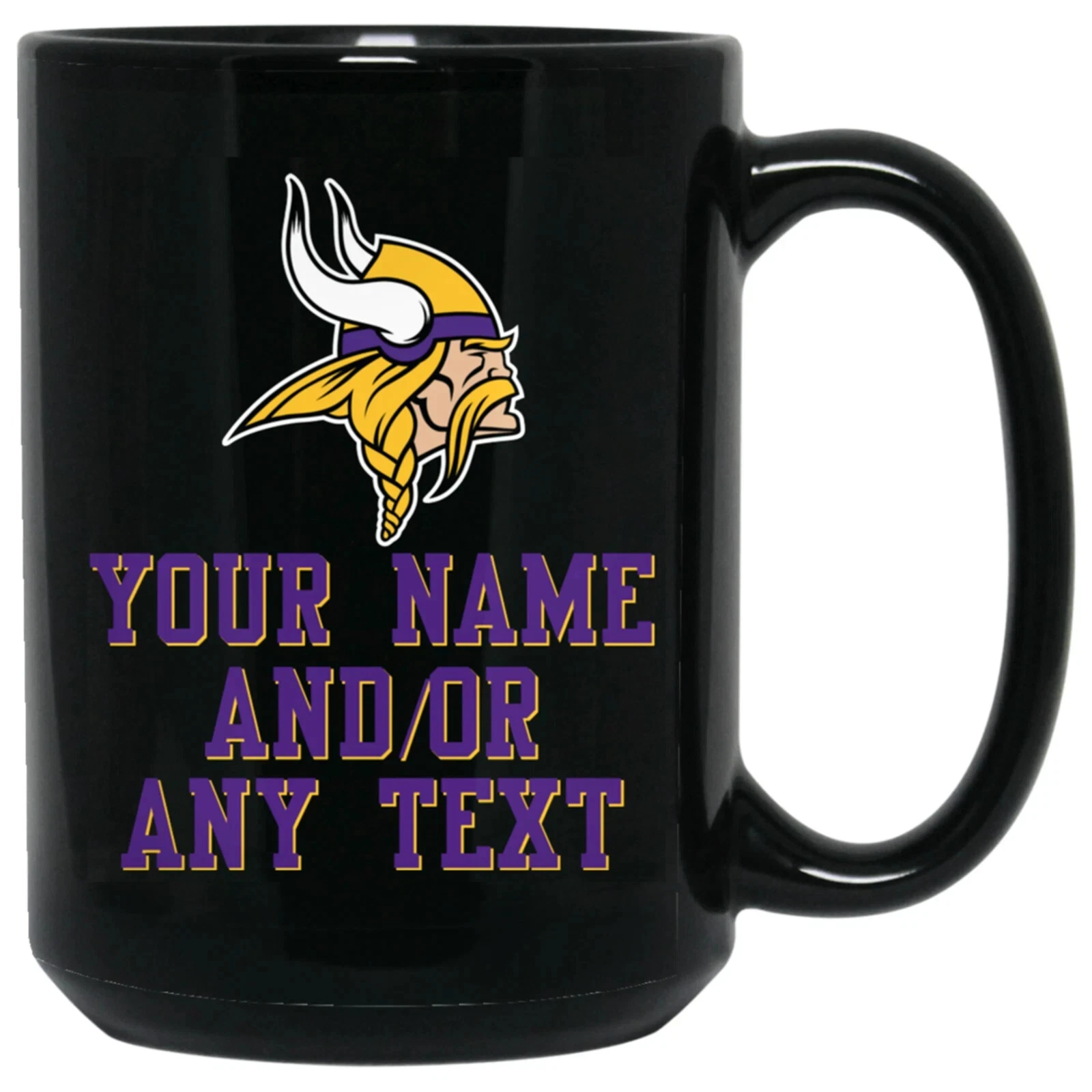 Custom Personalized Minnesota Vikings Black Ceramic Coffee Mug Cup