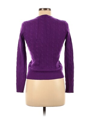 RALPH LAUREN BLACK LABEL Women's Purple 100% Cashmere Cable Knit