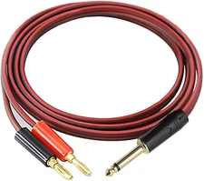 6.35Mm to Banana Plug Speaker Cable, 1/4 TS to Dual 4Mm Plugs, 2M