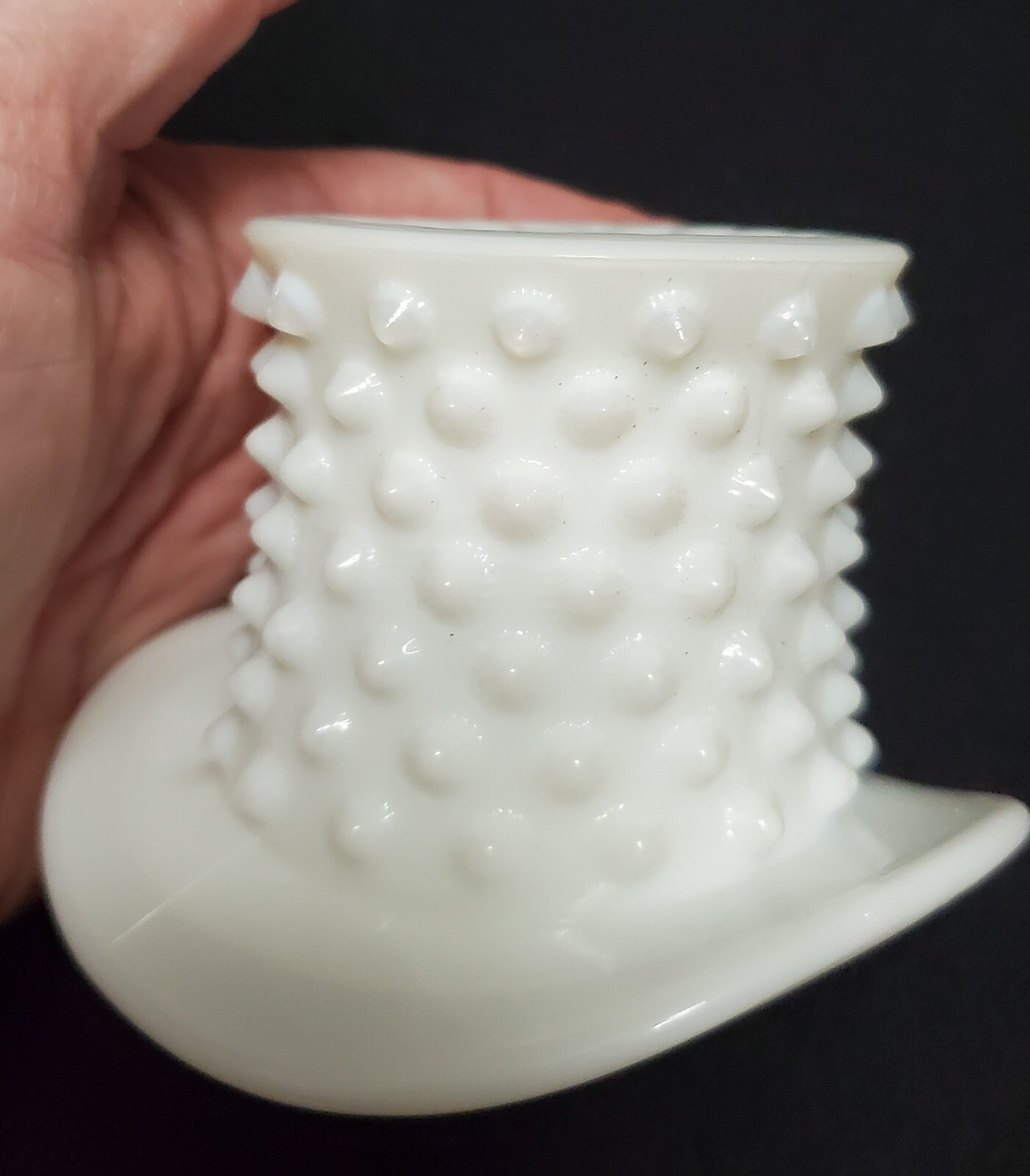 Vintage Fenton Milk Glass White Hobnail Top Hat Toothpick Holder 2.75
