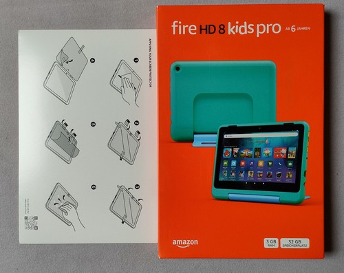 Amazon Fire HD 8 Kids Pro-Tablet 2024 Blaugrün 32 GB 8 Zoll + Schutzfolie - Afbeelding 2 van 7