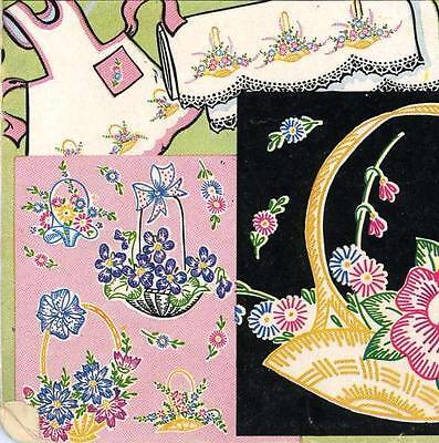 Vintage Embroidery 218 Lovely Spring Baskets of Flowers for Pillow Cases  Aprons | eBay