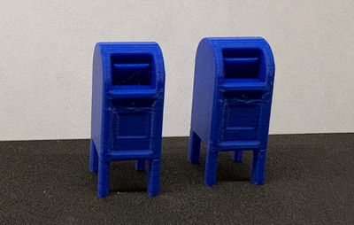O Scale 1:48 Scale Vintage Blue Mail Collection Boxes (Set of 2) By Cinder Shops