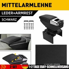 2x Kunstleder Mittelarmlehne Staufach Armlehne Schwarz Mittelkonsole Universal