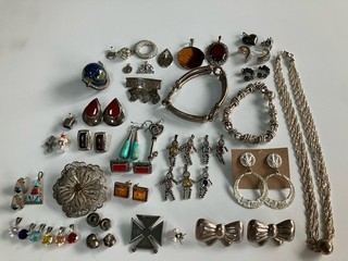 LOT OF 925 Sterling Silver Jewelry Native American Charms Bracelets Earrings