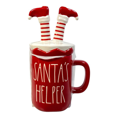#ad Rae Dunn SANTA#x27;S HELPER Ceramic Coffee Mug Elf Legs Topper Christmas NEW $18.99