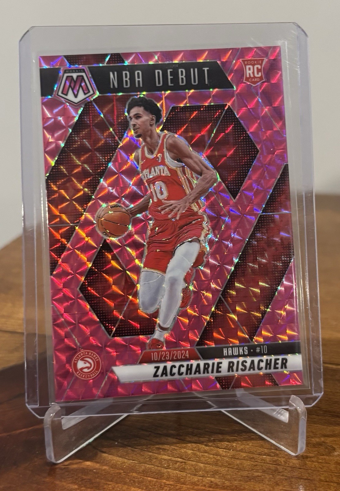2024-25 Mosaic Zaccharie Risacher Rookie NBA Debut Pink Prizm /175 #269