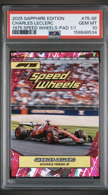 CHARLES LECLERC • 2025 Sapphire • F1 Speed Wheels • 1/1 Padparadscha • PSA 10 💎
