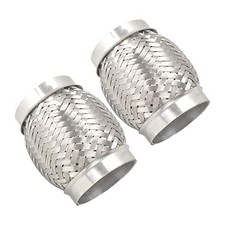 2PCS Exhaust Flex Pipe Stainless Steel Double Braid Long Heavy Duty 3''Inch x