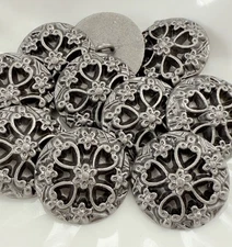 5PC Gunmetal Floral Vine Metal Buttons  Shank Buttons Sew On 25mm