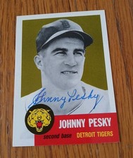 Johnny Pesky Topps Archives #315 Signed Autograph Red Sox NM-MT 