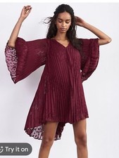 Anthropologie Toulon Pleated Mini Dress Plum Size XL NWT