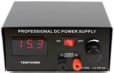 Tekpower HY-1502 DC Power Supply, 1.5-15 Volts 2 Amp for Tattoo and More