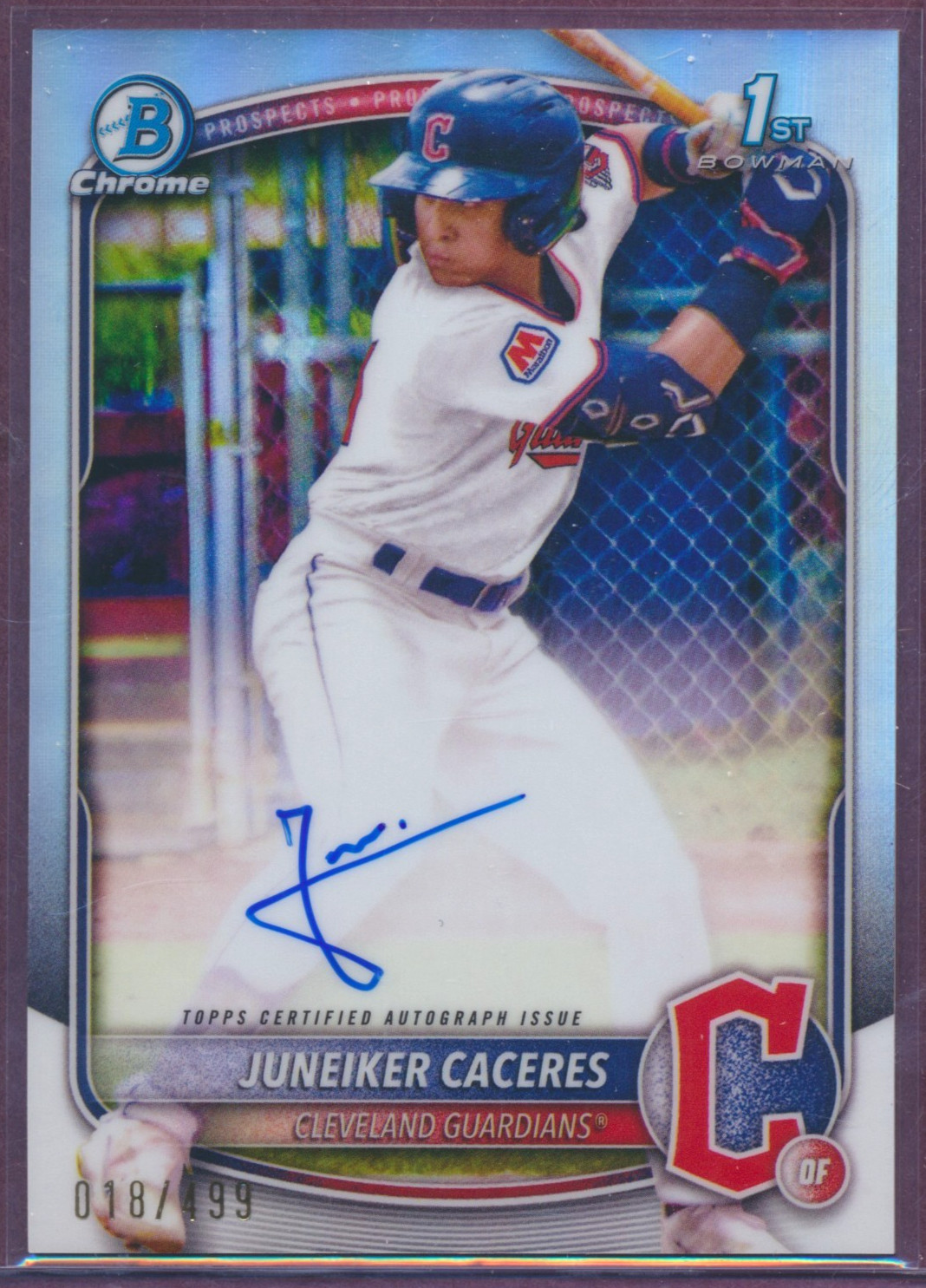 2025 Bowman Chrome Juneiker Caceres Refractor Auto /499 🔥 1st Bowman #CPA-JUC