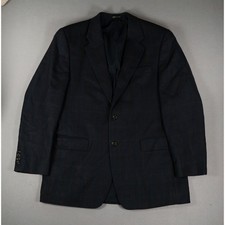 Lauren Ralph Lauren Mens Wool Blazer Plaid Herringbone Navy Blue Made in Canada