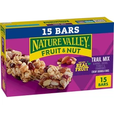 Nature Valley Chewy Fruit and Nut Granola Bars, Trail Mix, 15 Ct, 18 oz