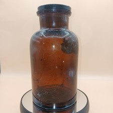 Antique Brown Amber Glass Apothecary Bottle Large Chemist Jar with Glass Stopper