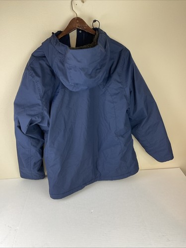 LL Bean Women's 1X Reg Blue Jacket Coat Sherpa Fleece Lined Hooded #271138 - Picture 4 of 12