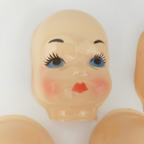 Bambola Vintage Facce Celluloide Occhio Blu Artigianale Bambola Fare Lucido 4" Set di 5 - Foto 4 di 7