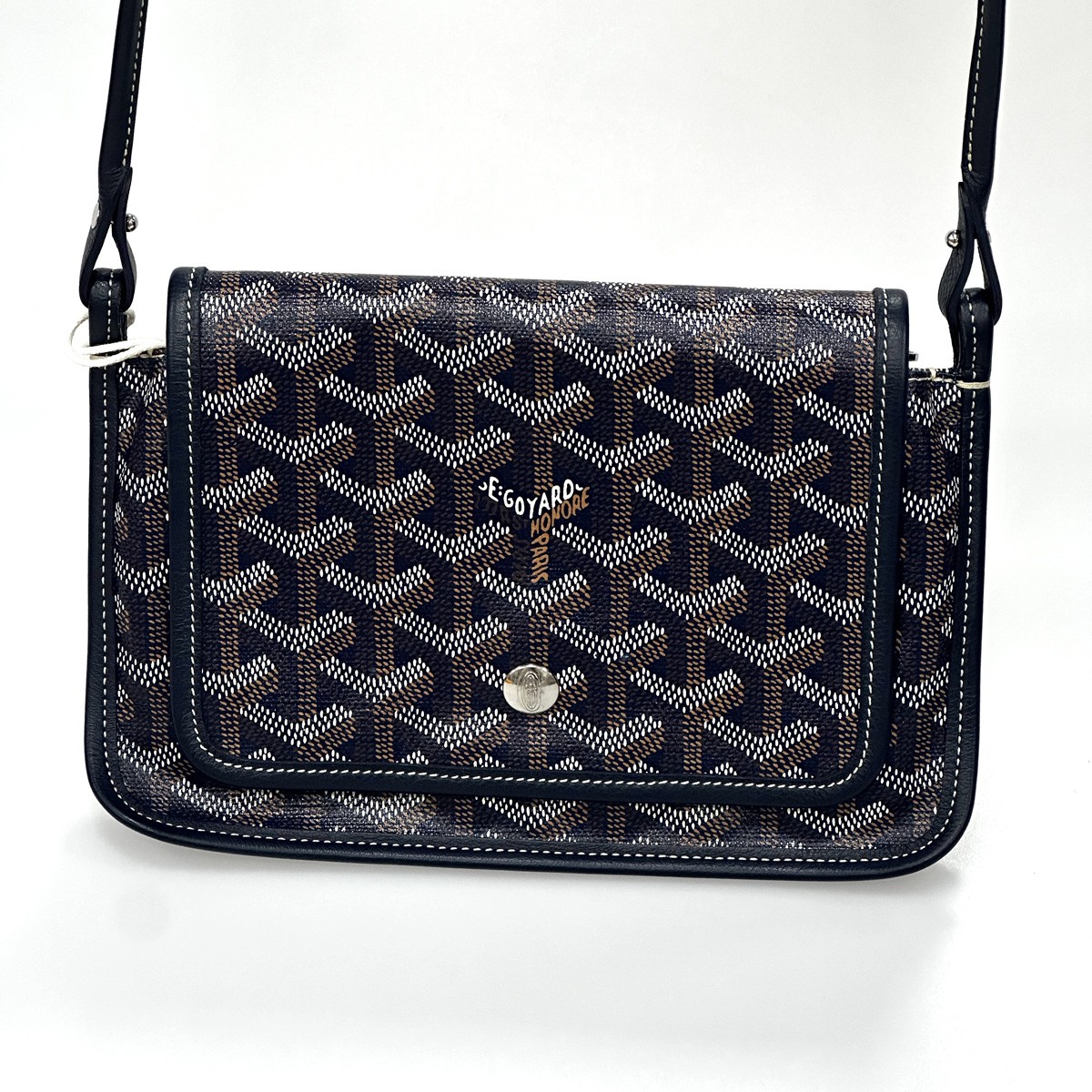 GOYARDショルダーバッグ Goyard Monogram Envelope Bag, Blue Goyardine Canvas, Leather Trim