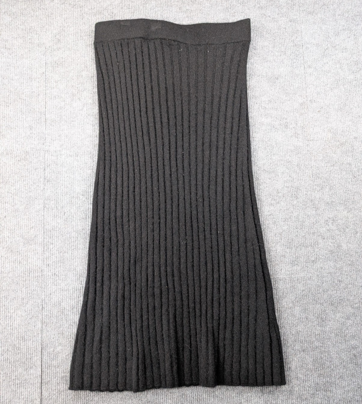 Quince Mongolian Cashmere Midi Skirt Womens Medium Black Quiet Luxury Ribbed Lux