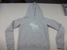 Abercrombie Kids Hoodie Sweatshirt GRAY Moose Logo Pullover Size LARGE