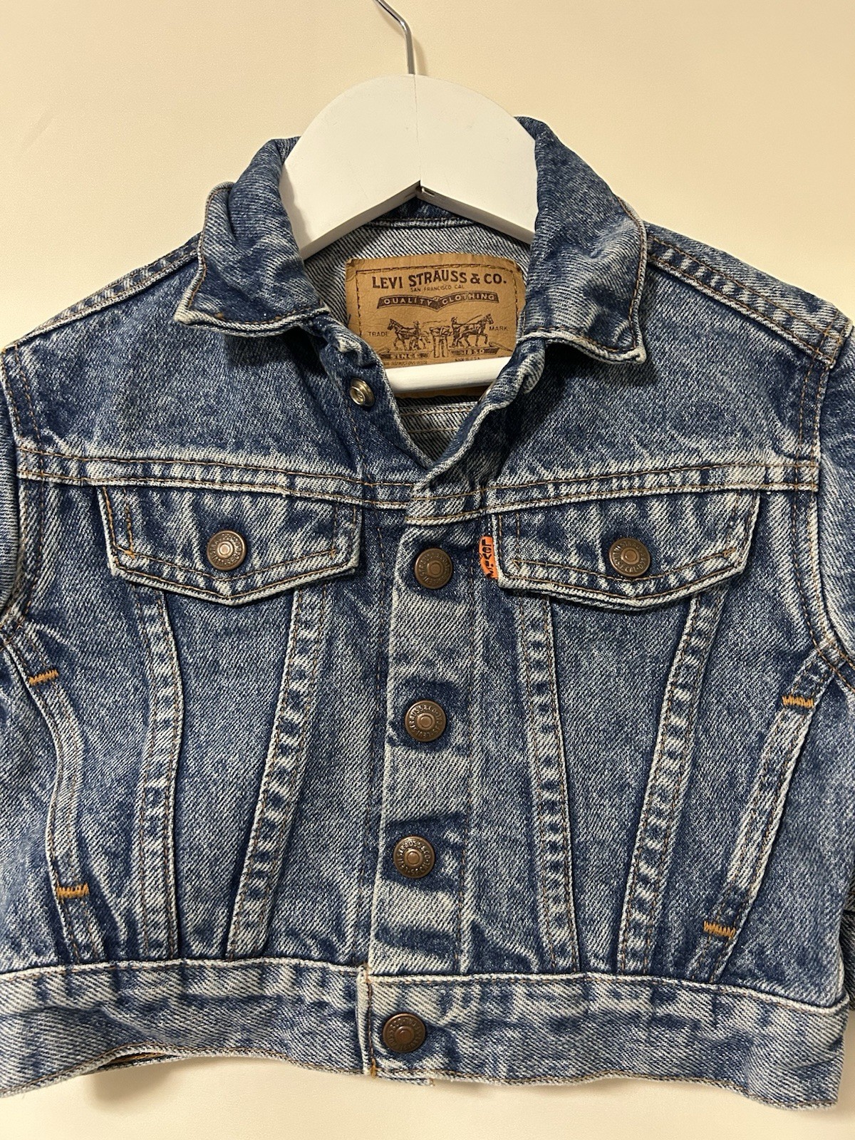 Vintage Little Levis Orange Tab Made in USA Baby Toddler Denim Jacket 2T thumbnail 2
