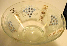 Vintage Anchor Hocking Gold Golden Grape Frosted Glass Chip Dip Salad Bowl MCM