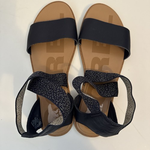 SOREL Ella II Leather Sandals, Nocturnal Blue Navy, Womens 10.5 - Picture 4 of 6