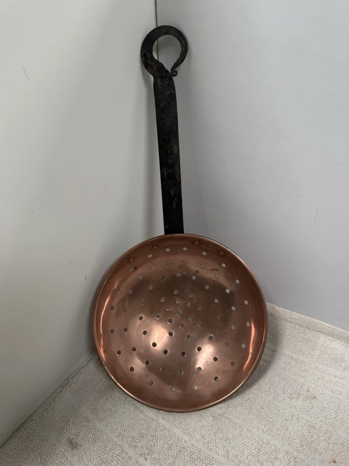 Antique Copper Strainer Skimmer Iron Handle 8” Diameter
Opens in a new window or tab