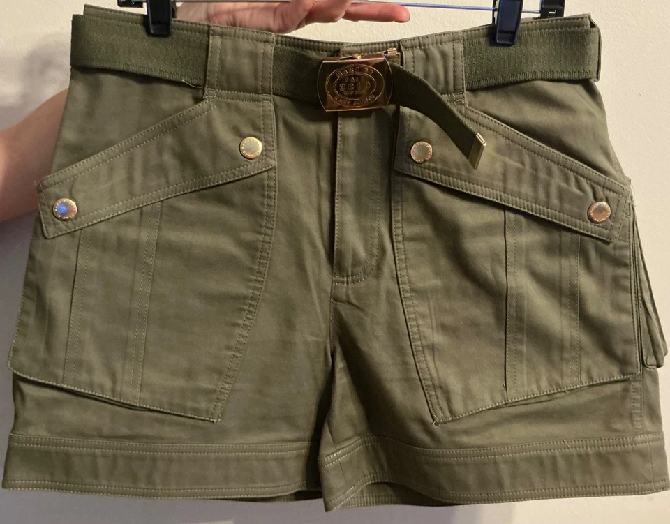 Pantalones cortos cargo Marc By Marc Jacobs para mujer con cinturón talla 10 bolsillos grandes verde oliva Foto 2 de 4