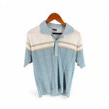 Vtg 1970s JCPenney Knit Polo Sweater Shirt Colorblock Mob Retro Dadcore Disco