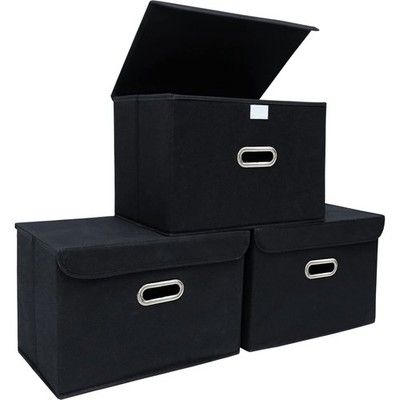 Fabric Storage Cube Bins Foldable Organizer Container Collapsible Basket With Li