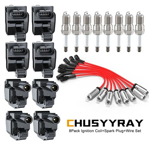High Performance Ignition Coil & Spark Plug &Wire For Chevy GMC 5.3 6.2L UF413