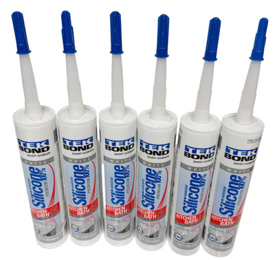 Tek Bond White 100% Premium Silicone Caulk Kitchen & Bath 10.1 OZ (6 Pack)