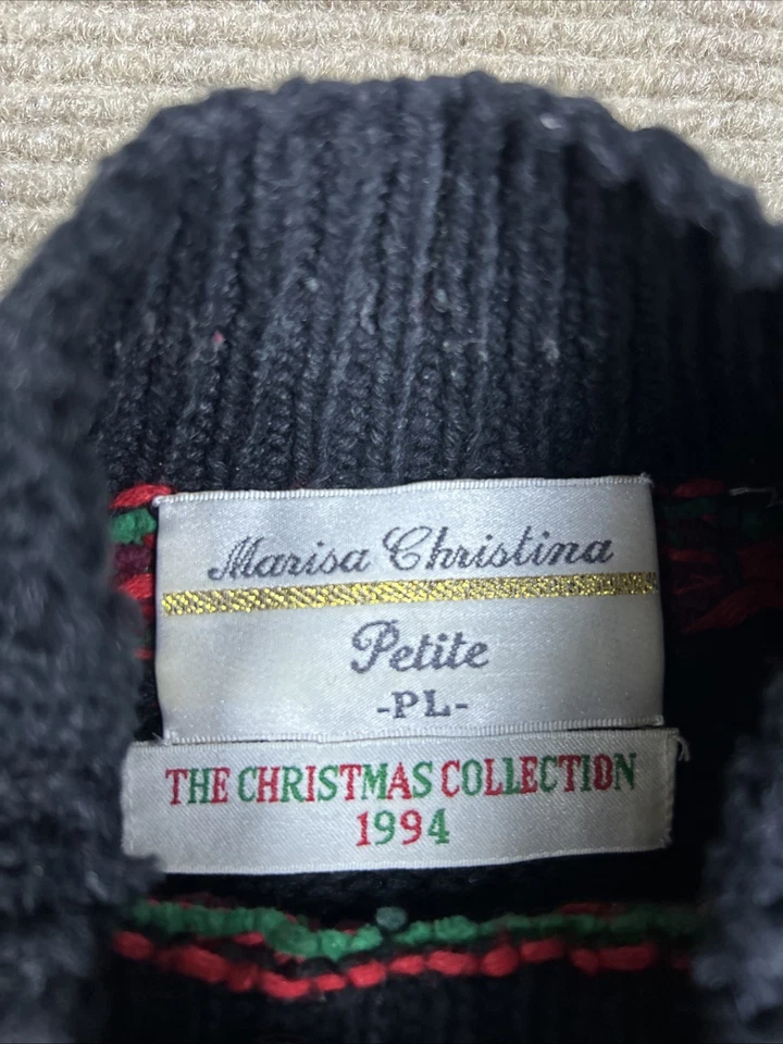 Suéter Guirnalda Navidad Vintage Para Mujer Marisa Christina 1994 Pequeña L Abuela Foto 3 de 4