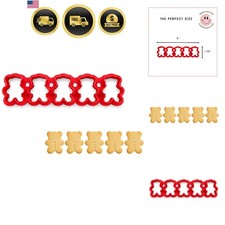 Cookie Cutters Teddy Bear Cracker Multi Cutter 1 1/8 in segments, Food Safe 3...