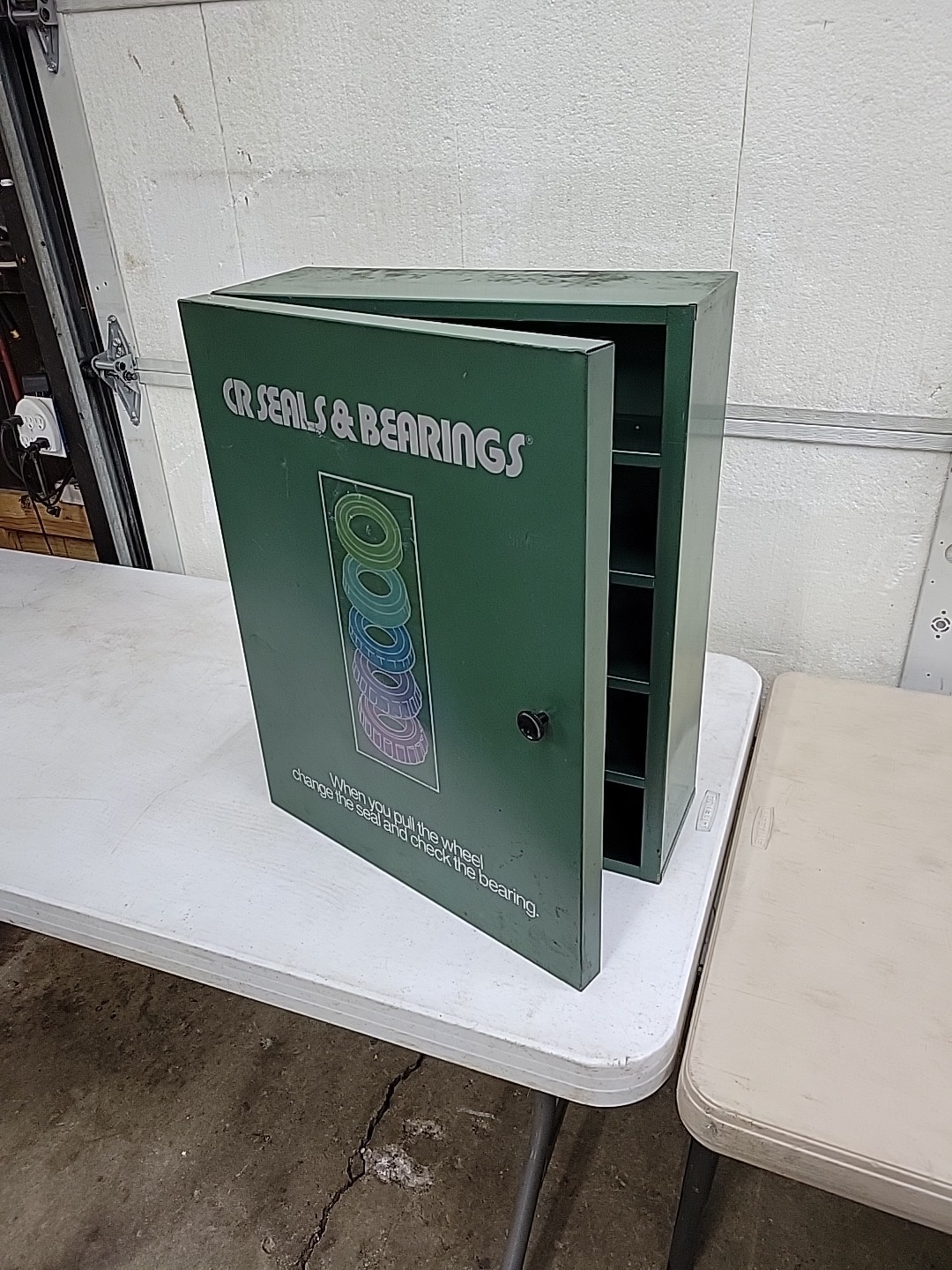 Vintage Metal Wall Cabinet CR Seals and Bearings Hardware Parts Cabinet