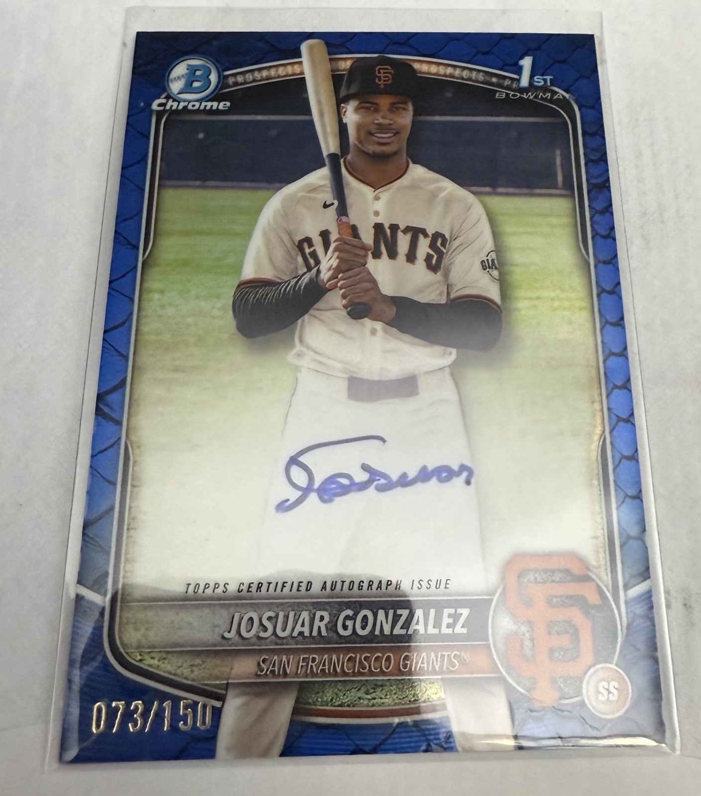 2025 Bowman Chrome Josuar Gonzalez Blue Reptilian Bowman 1st Auto /150