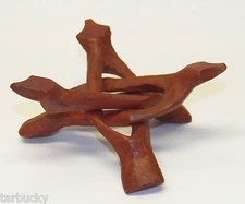 WOOD STAND DISPLAY 3 Legs CARVED Mineral Fossil Crystal Specimen Stand small 2"